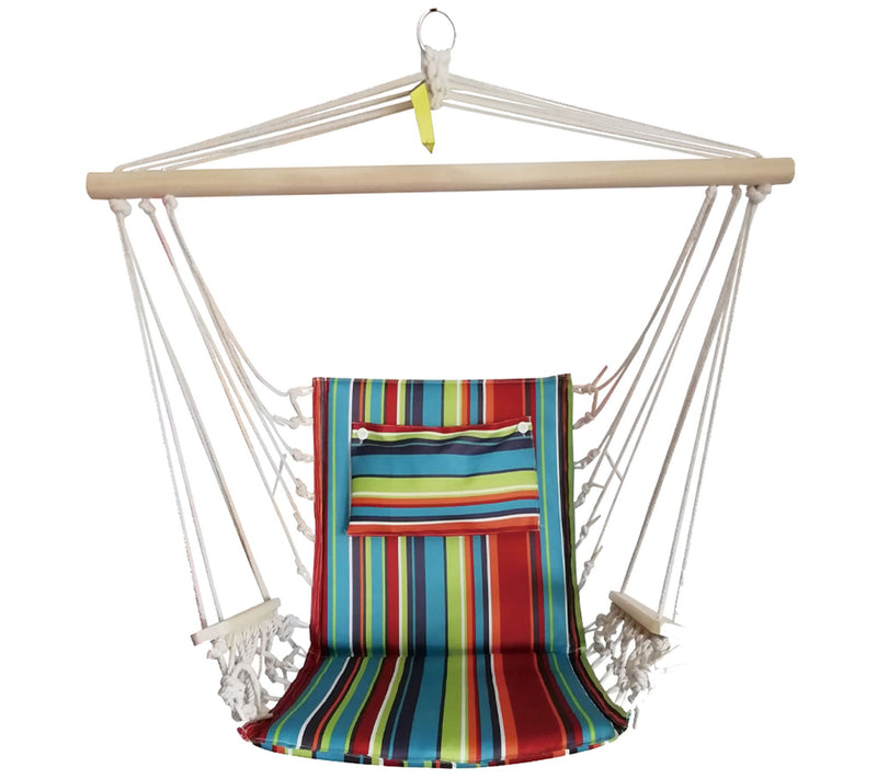 Hanging Hammock Chair with Wooden Armrests — View 17