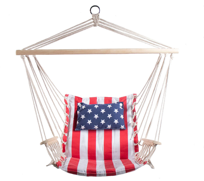 Hanging Hammock Chair with Wooden Armrests — View 13