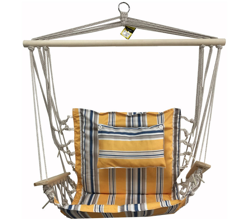 Hanging Hammock Chair with Wooden Armrests — View 21