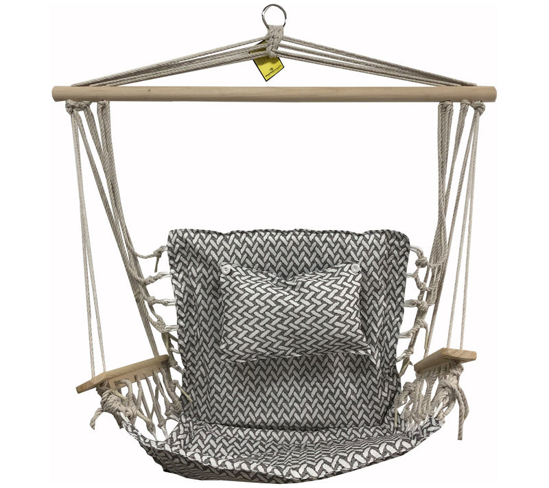 Hanging Hammock Chair with Wooden Armrests — View 23