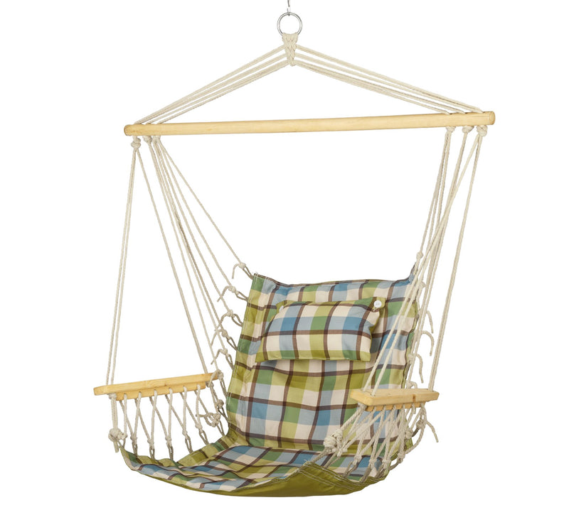 Hanging Hammock Chair with Wooden Armrests — View 29