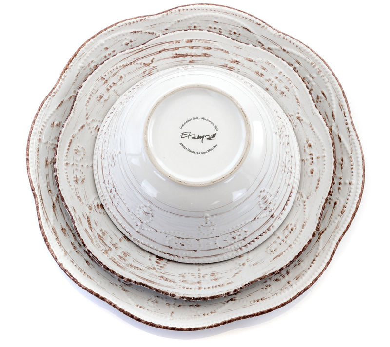 Elama Rustic Birch 16 Piece Stoneware Round Dinnerware Set — View 3