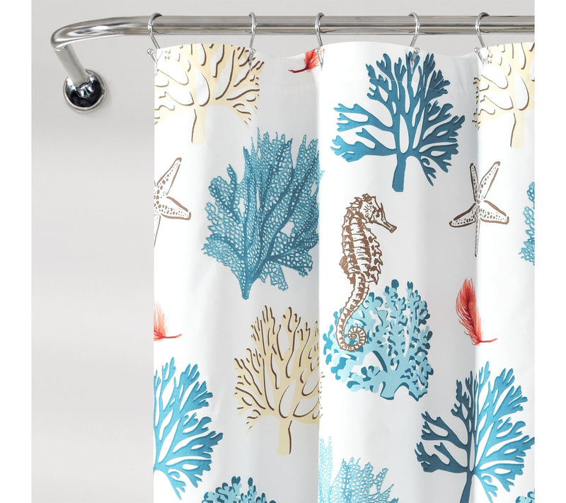 Coastal Reef Feather 72"x72" Shower Curtain byLush Decor — View 4