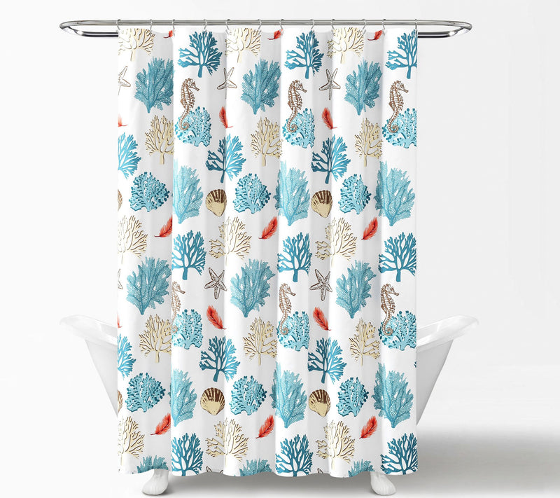 Coastal Reef Feather 72"x72" Shower Curtain byLush Decor — View 7