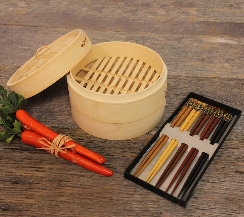 BergHOFF Bamboo 11-Piece Steamer Set w/ Steamer& Chopsticks — View 2