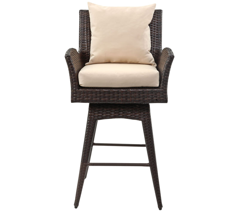 Hayes Outdoor Wicker Swivel Armed Counter Stoolby Safavieh — View 5