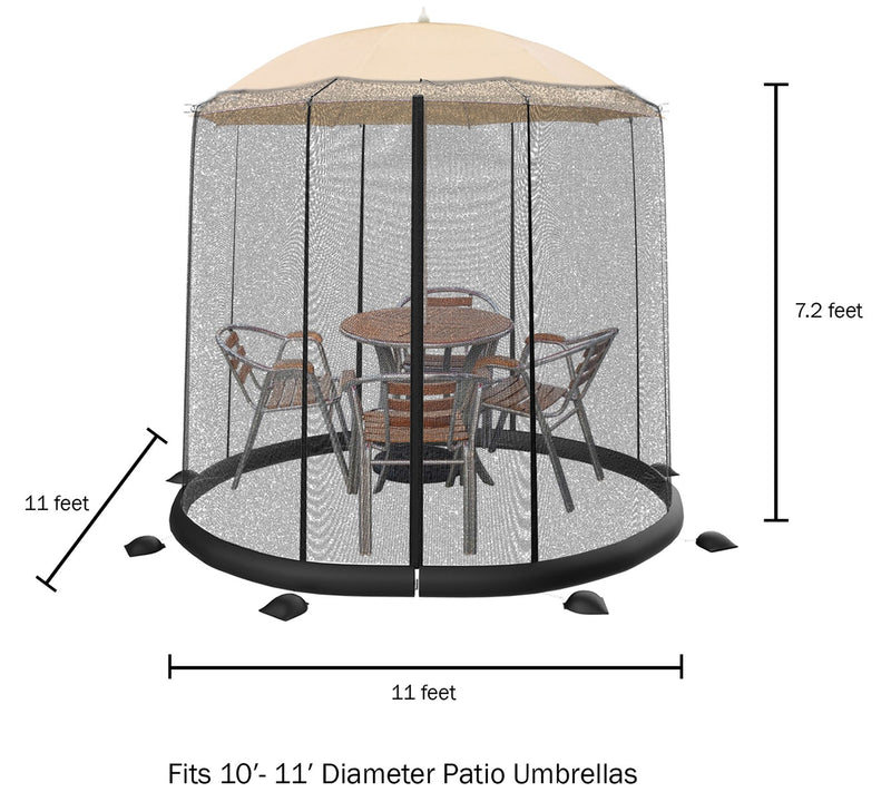 Pure Garden Patio Umbrella Mosquito Net - For 10-11' Umbrellas — View 3