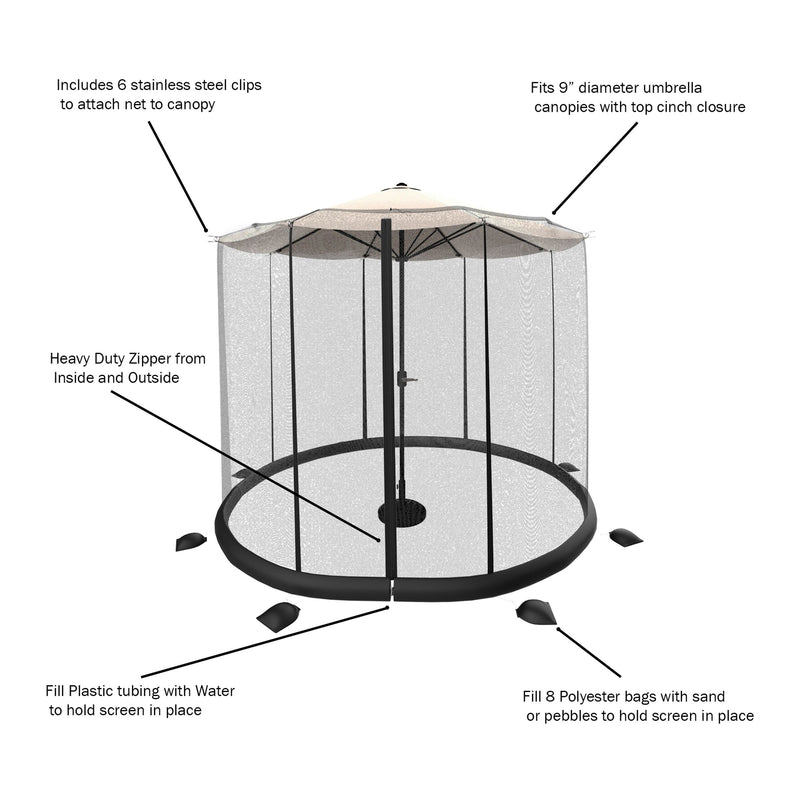 Pure Garden Patio Umbrella Mosquito Net - For 9' Umbrellas — View 4