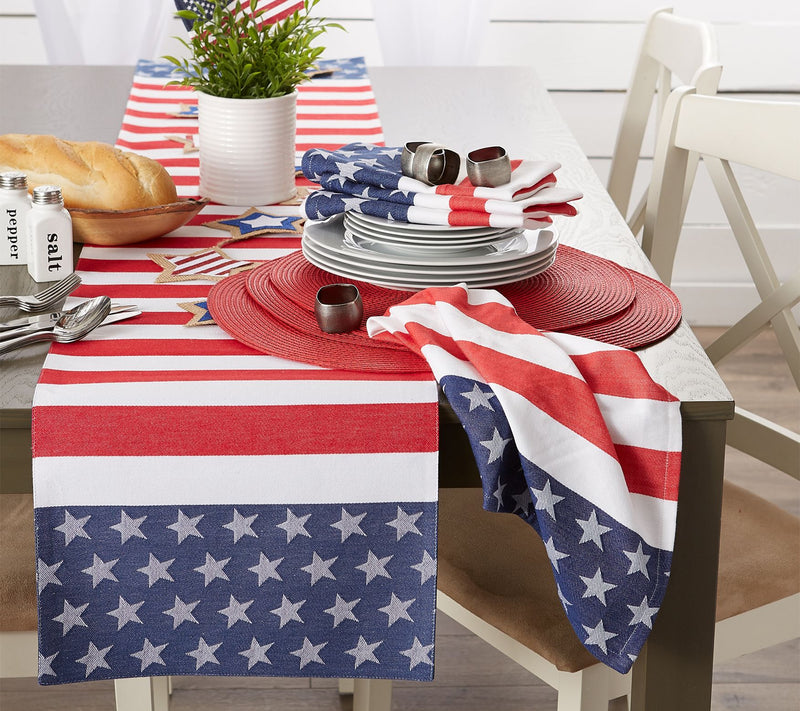 Design Imports Stars & Stripes Jacquard Table Runner 14" x 72" — View 3