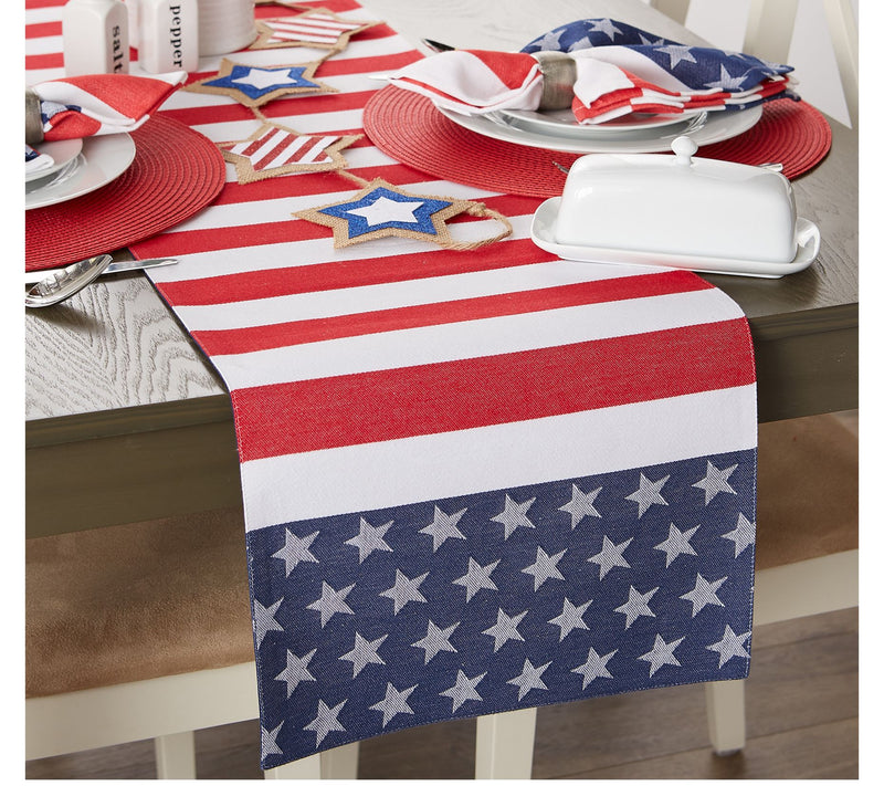 Design Imports Stars & Stripes Jacquard Table Runner 14" x 72" — View 5