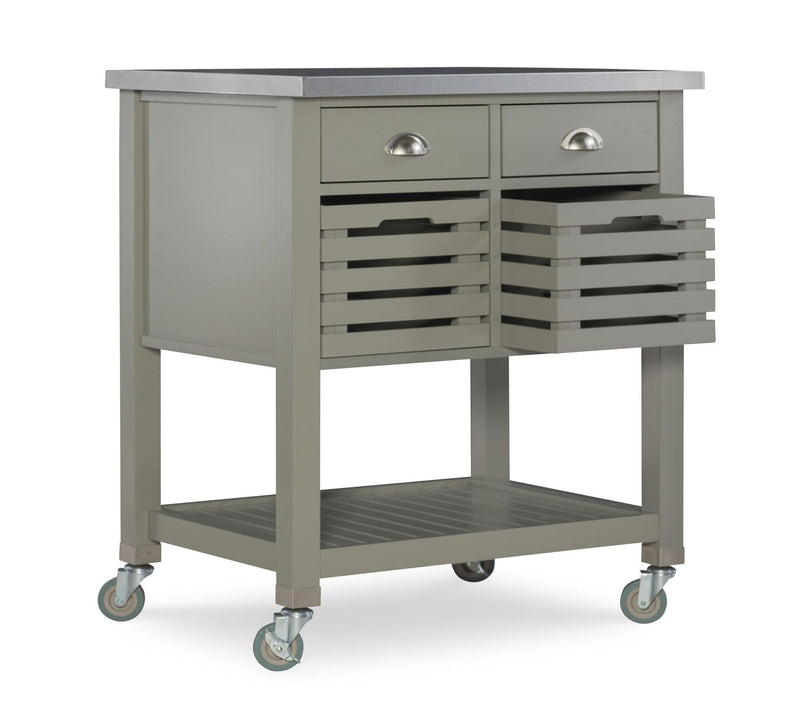 Linon Home Rory Kitchen Rolling Prep Island Cart With Storage — View 7