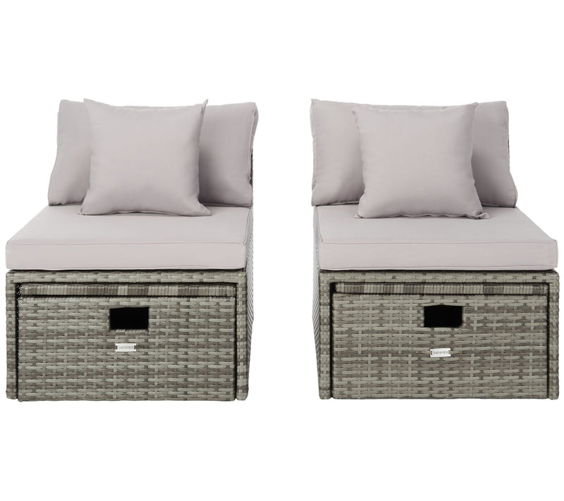 Pramla Outdoor Sette With Ottoman by Safavieh — View 5