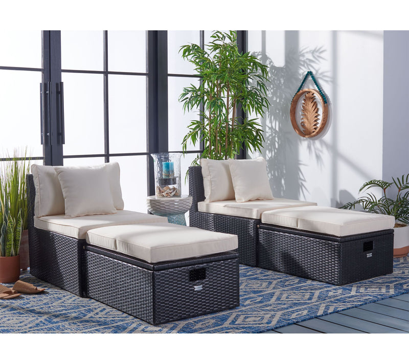 Pramla Outdoor Sette With Ottoman by Safavieh — View 7