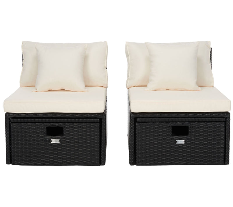 Pramla Outdoor Sette With Ottoman by Safavieh — View 3