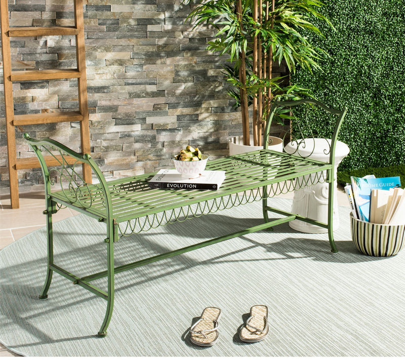 Arona Wrought Iron 51" Outdoor Garden Bench bySafavieh — View 2