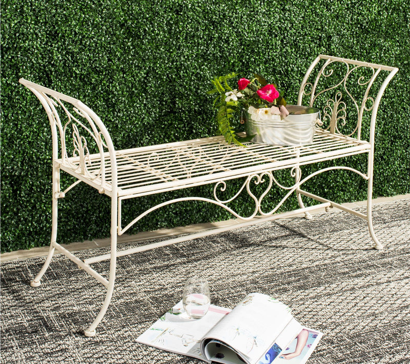 Adina Wrought Iron Outdoor Garden Bench by Safavieh — View 2