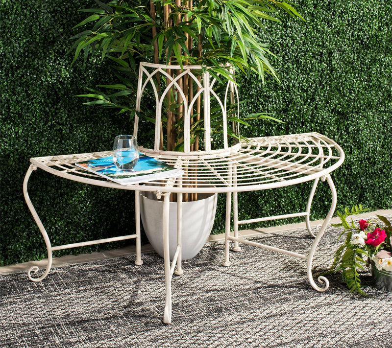 Abia Wrought Iron 50" Outdoor Tree Bench by Safavieh — View 2