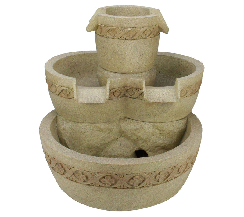 Northlight Beige LED Lighted Three Tier FloralBowl Fountain — Main view