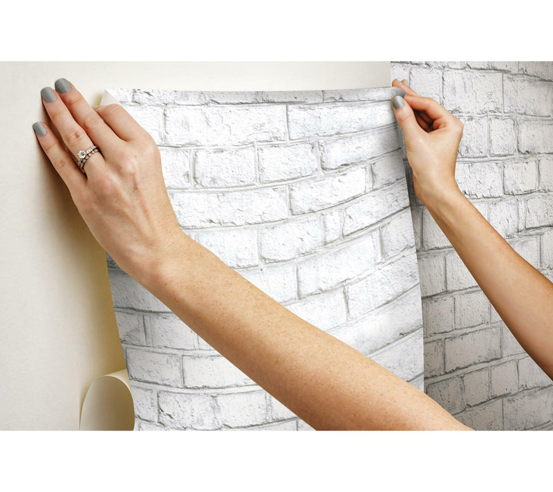 White Brick Wall Decal — View 8