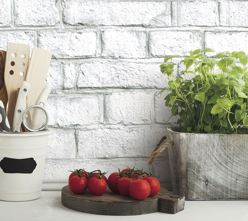 White Brick Wall Decal — View 3