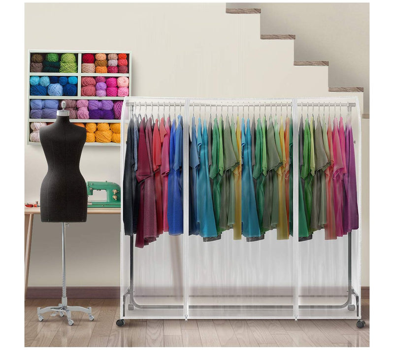 Sorbus 6' Transparent Clothes Rail Garment Storage — View 4