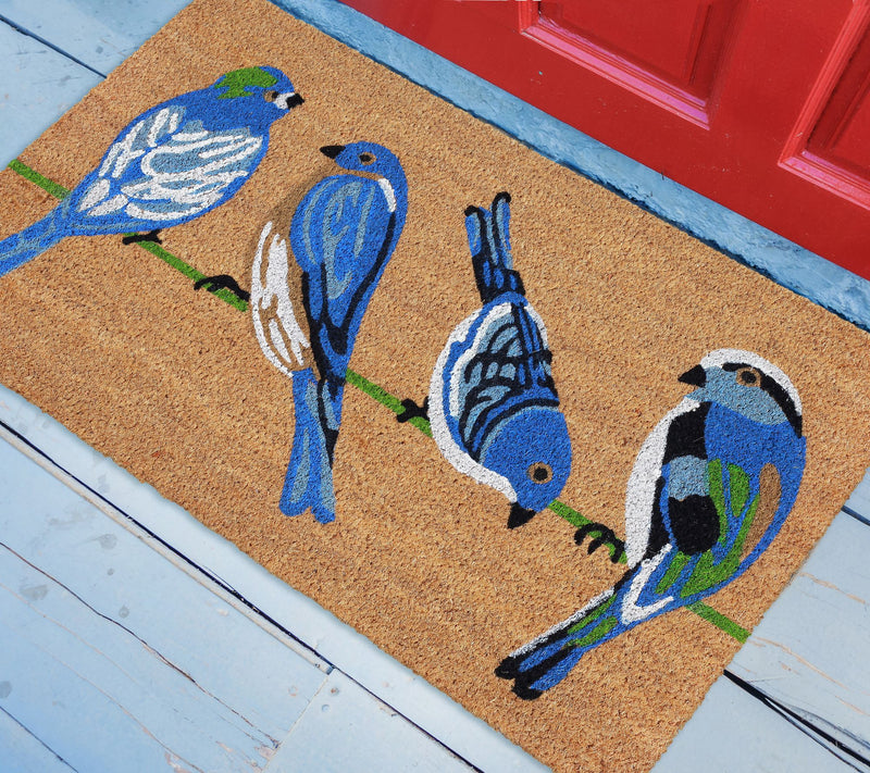Lush Decor Natura Blue Birds Outdoor Mat Natural 18" x 30" — View 2