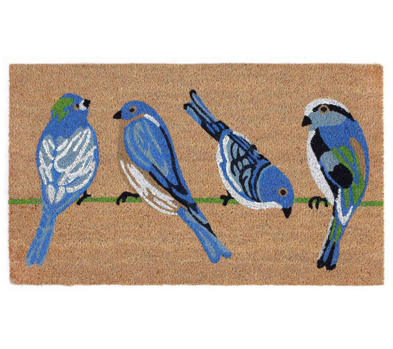Lush Decor Natura Blue Birds Outdoor Mat Natural 18" x 30" — Main view