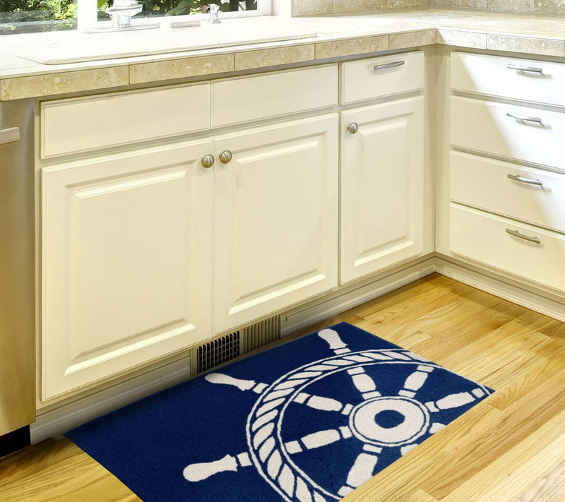 Lush Decor Frontporch Ship Wheel In/Out Rug Navy 20"X30" — View 2