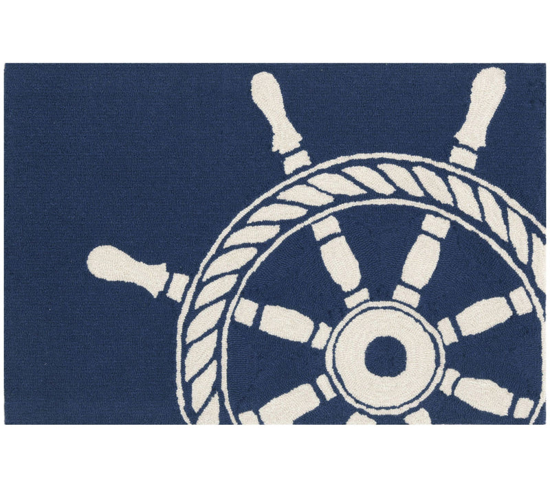 Lush Decor Frontporch Ship Wheel In/Out Rug Navy 20"X30" — Main view