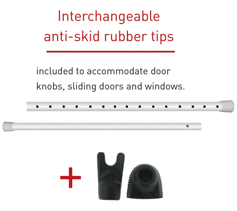 48" Adjustable Door Knob and Sliding Door WhiteSecurity Bar — View 6