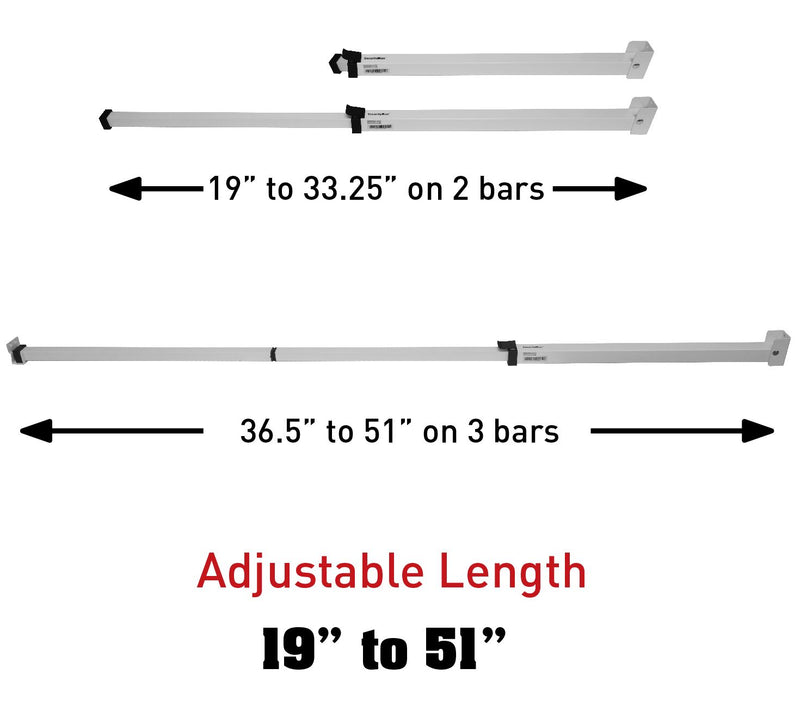 51" Adjustable Sliding Door and Window White Security Lock Bar — View 3