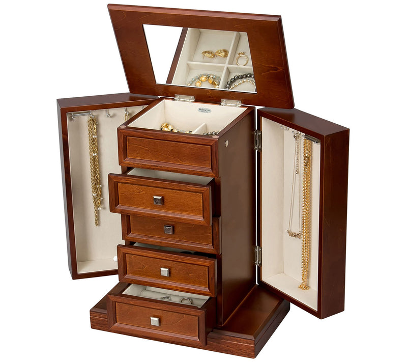 Mele & Co. Thea Wooden Jewelry Box in Walnut Finish — View 4