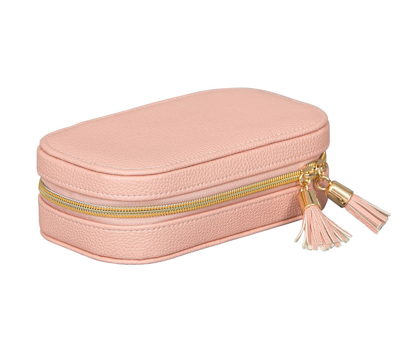 Mele & Co. Lucy Travel Jewelry Case in Pink Faux Leather — Main view