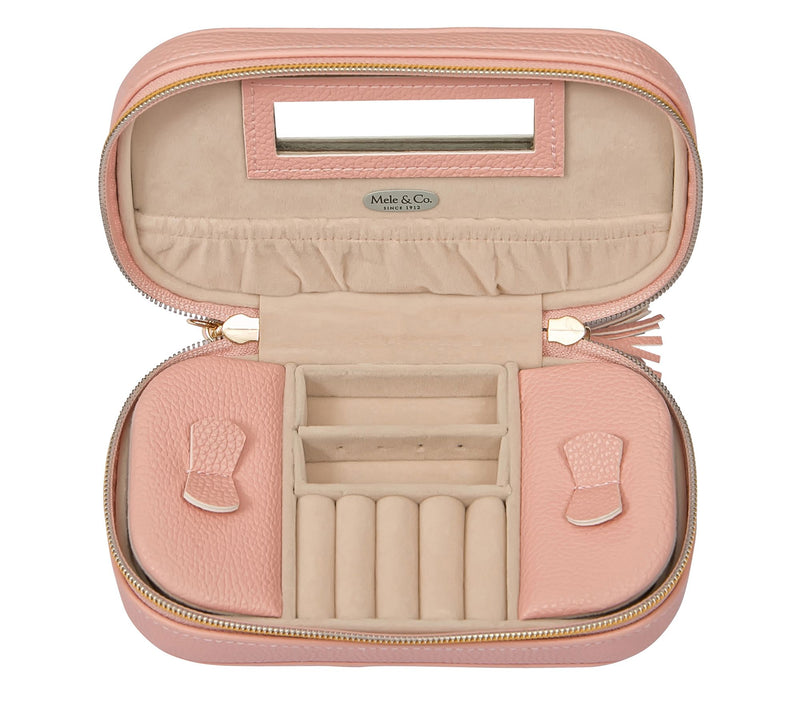 Mele & Co. Lucy Travel Jewelry Case in Pink Faux Leather — View 7