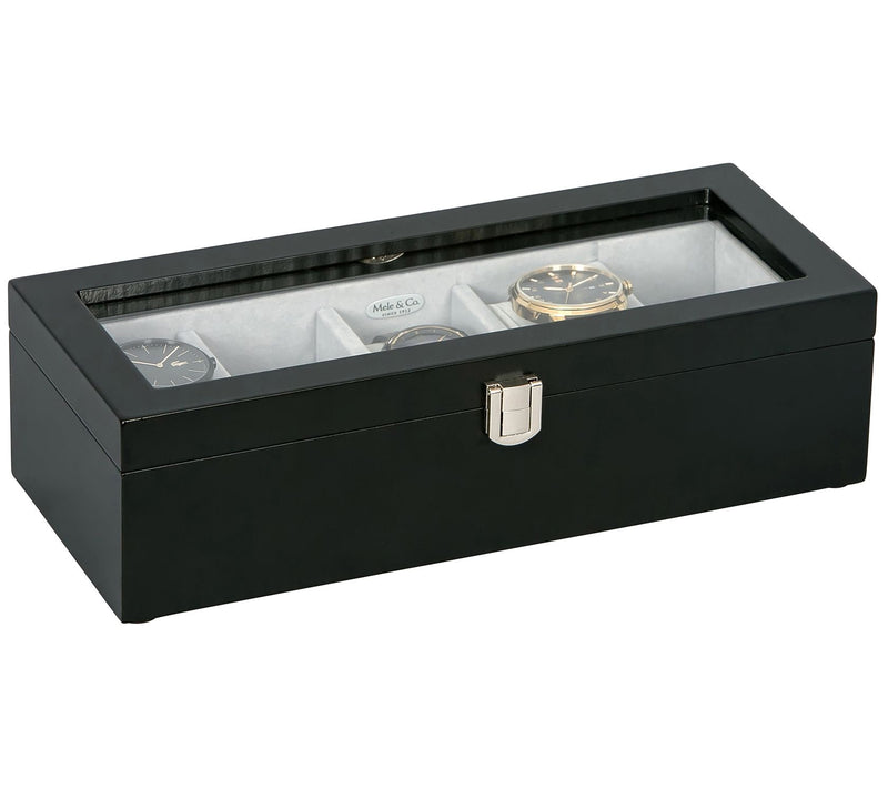 Mele & Co. Tate Glass Top Watch Box in Java Finish — Main view