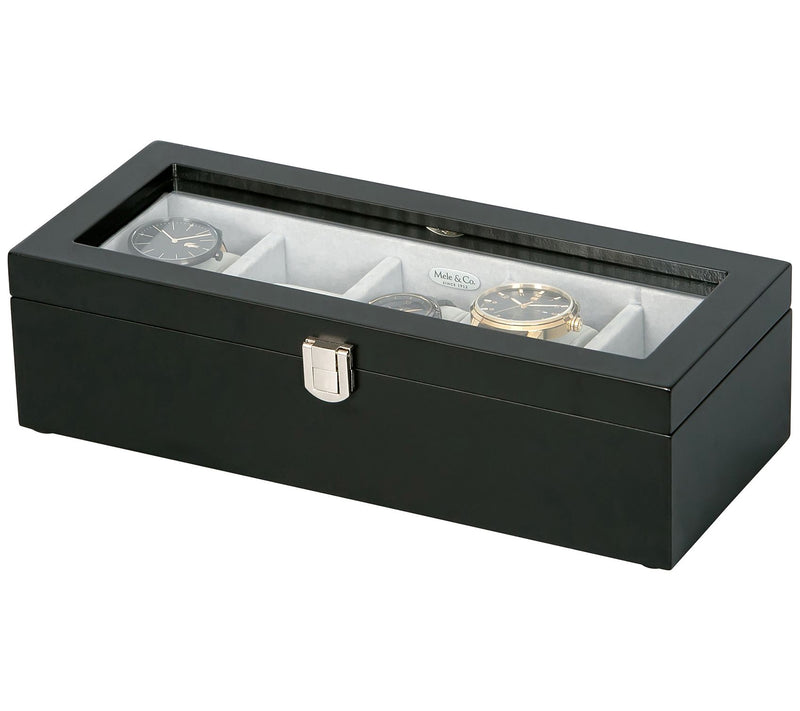 Mele & Co. Tate Glass Top Watch Box in Java Finish — View 5