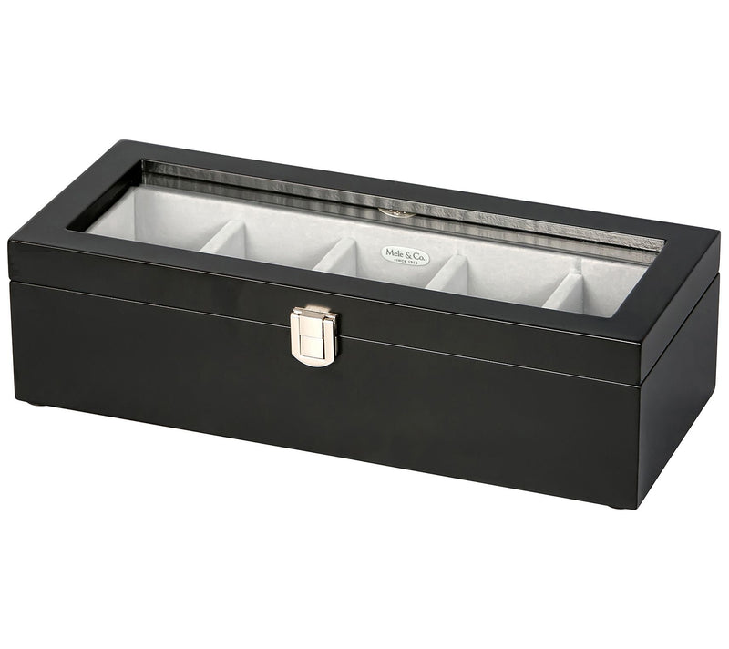 Mele & Co. Tate Glass Top Watch Box in Java Finish — View 6