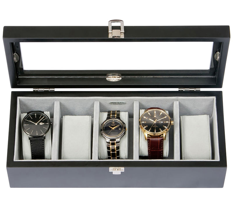 Mele & Co. Tate Glass Top Watch Box in Java Finish — View 2
