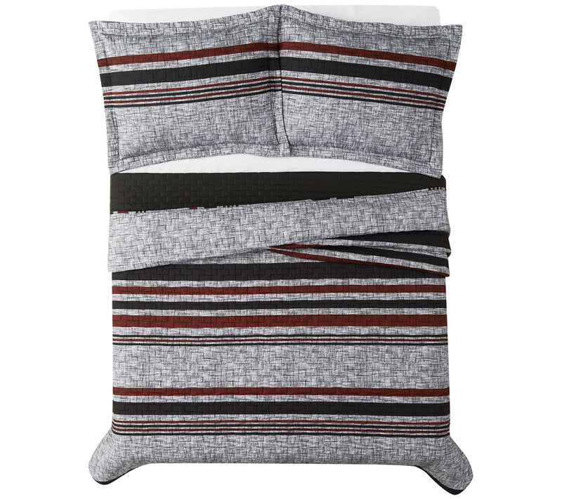 London Fog Warren Stripe King 3-Piece Quilt Set — View 2