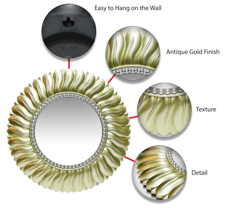 Infinity Instruments 21.5" Round Wall Mirror, Gold — View 4