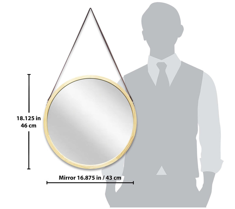 Infinity Instruments 18" Round Wall Mirror, Light Wood Frame — View 4