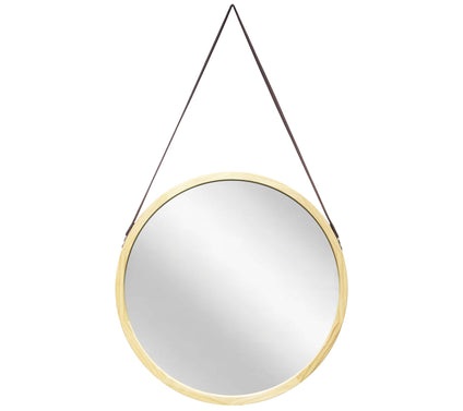 Infinity Instruments 18" Round Wall Mirror, Light Wood Frame