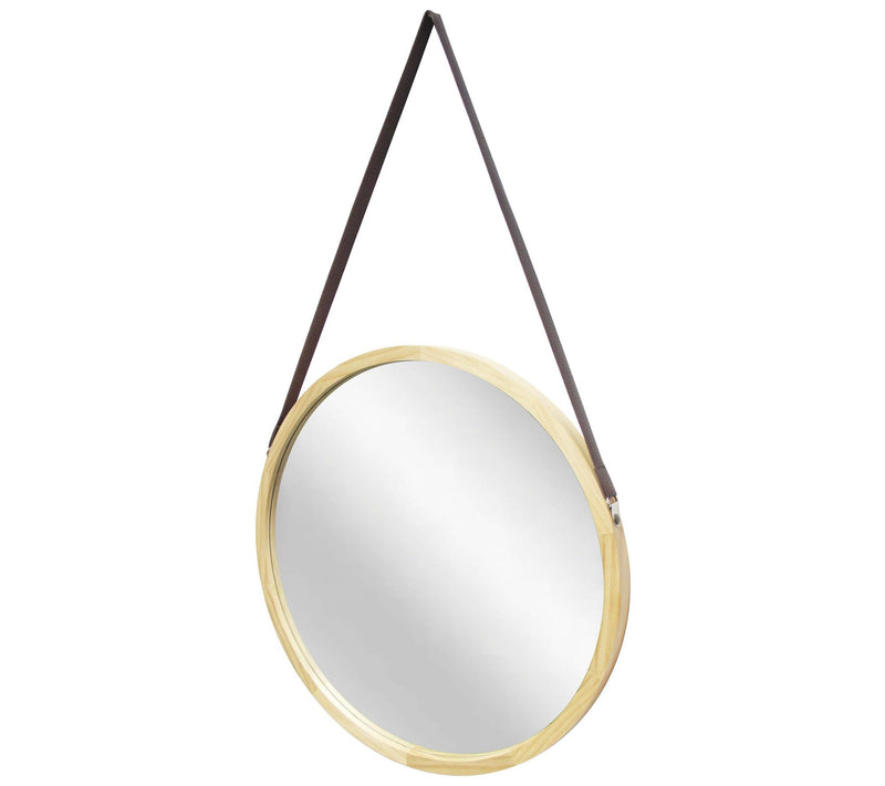 Infinity Instruments 18" Round Wall Mirror, Light Wood Frame — View 3