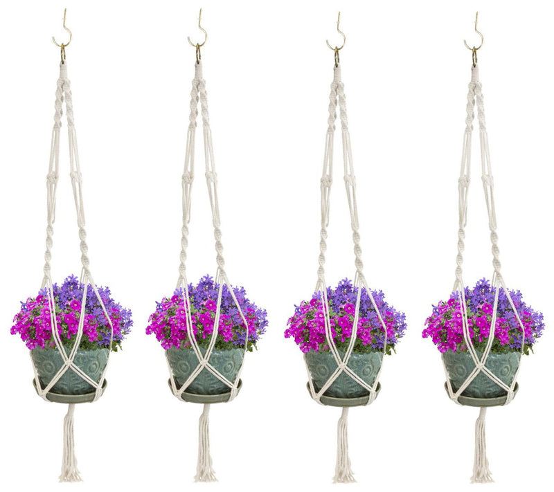 Sorbus Macrame Plant Hanger - 4-Pack — View 3