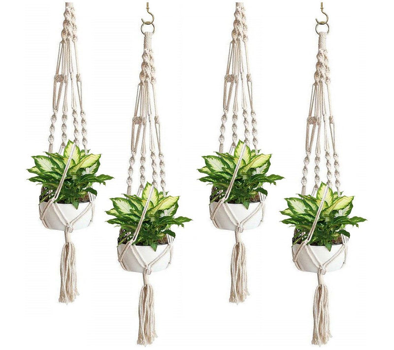 Sorbus Macrame Plant Hanger - 4-Pack — View 2