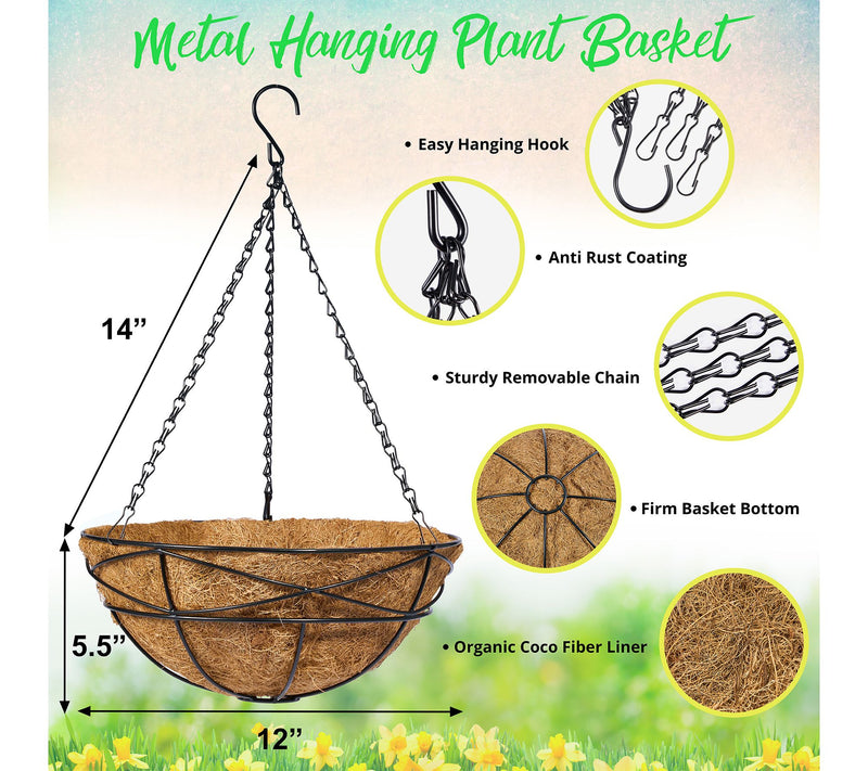 Sorbus 4-Pack Metal Hanging Planter Basket — View 2
