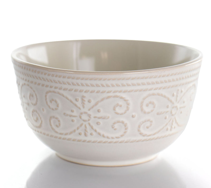 Elama 16-Piece Embossed Scalloped Stoneware Dinnerware Set — View 4