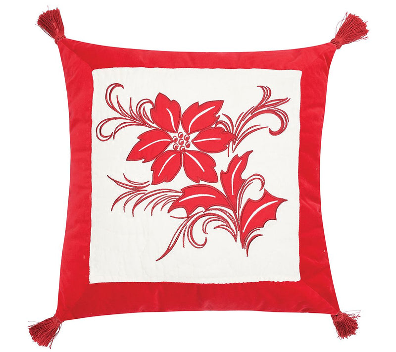 C&F Home Winter Frost Poinsettia Pillow — Main view