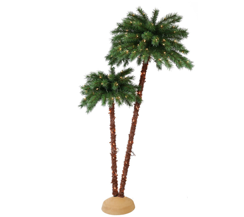 Puleo 6' Double Prelit Artificial Palm Tree 175Lights — Main view