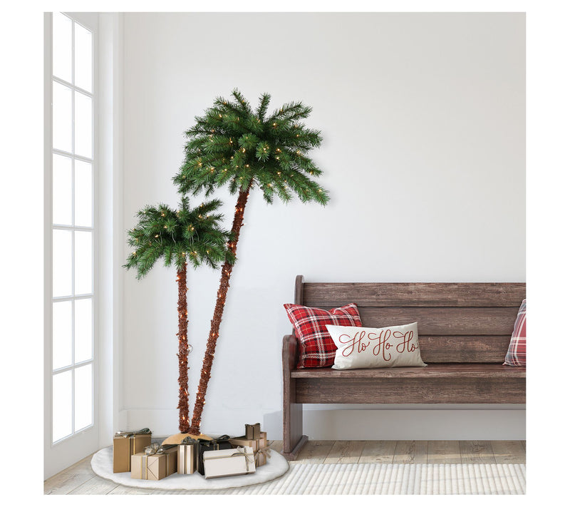 Puleo 6' Double Prelit Artificial Palm Tree 175Lights — View 3